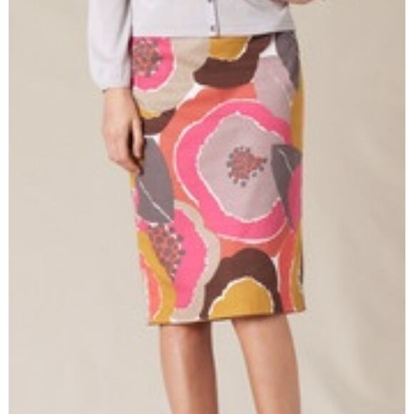 Boden Dresses & Skirts - Boden Floral Pencil Skirt Women's Size 14 Pink Brown & Mustard Colorful Career